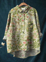 Women's Vintage Floral Animals Art Print Casual  Shirt